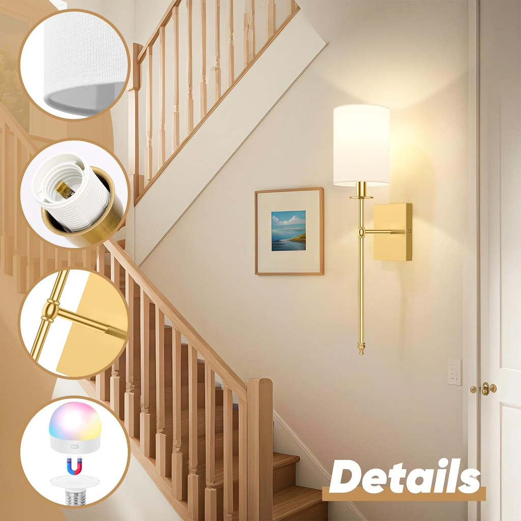 Illuminate Your Space with the Rechargeable 24.5" Wireless Wall Sconces - Set of 2 with Remote Control & Dimmable LED Lights