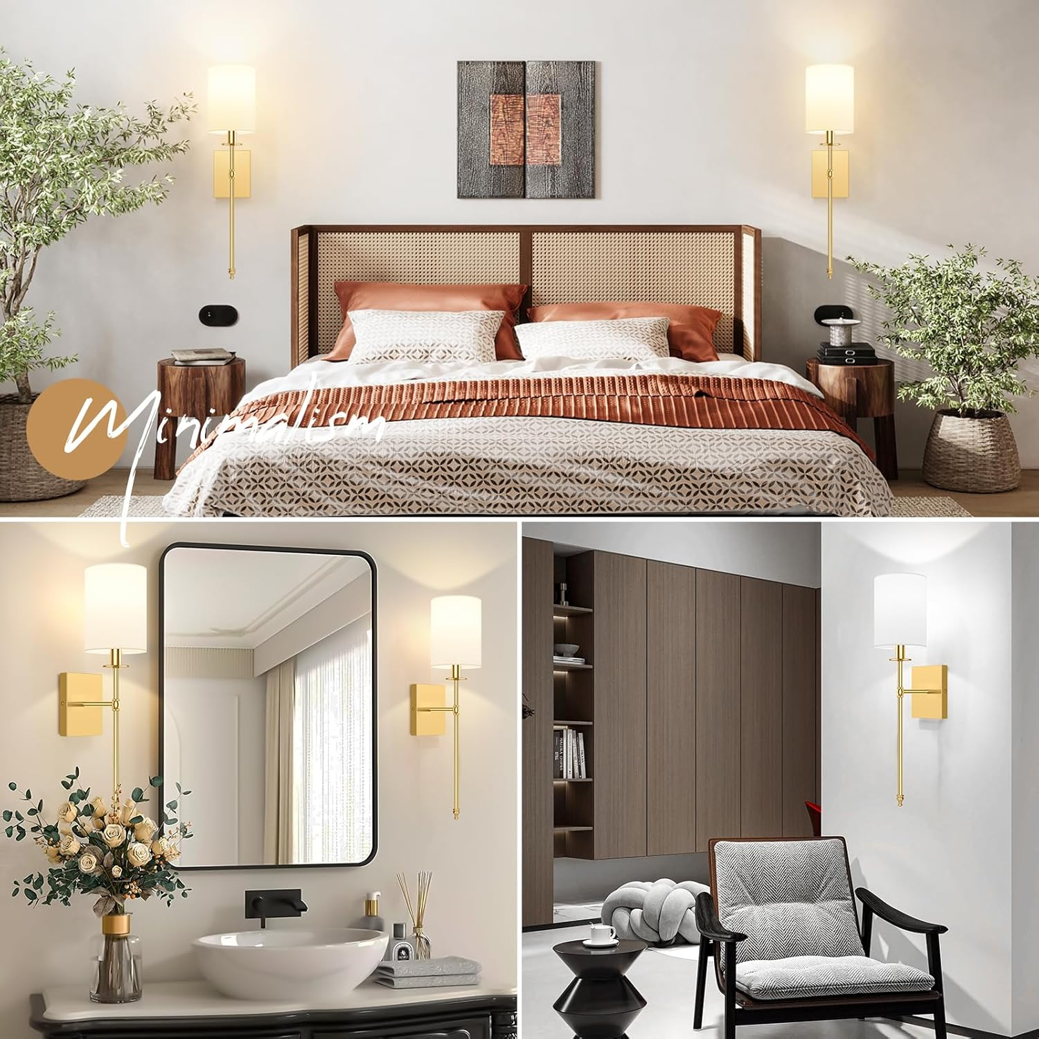 Illuminate Your Space with the Rechargeable 24.5" Wireless Wall Sconces - Set of 2 with Remote Control & Dimmable LED Lights